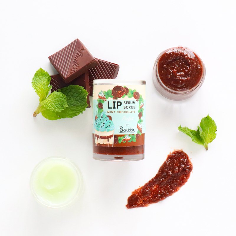 Scrubbit Yummy Lips #Mint Chocolate 24g ลิปบำรุงริมฝีปาก 2 in 1 (บำรุง+สครับ) พร้อมรสชาติอันหอมหวาน ผสานส่วนผสมจากธรรมชาติ ด้วยผลไม้จริง และมอยเจอร์ไรเซอร์นานาชนิด
